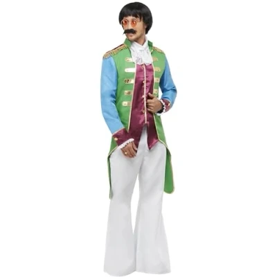 Image of Smiffys Party Dress, Green &amp; Purple with Gold Trim, Carnival Fancy Adult Dress Up Costumes