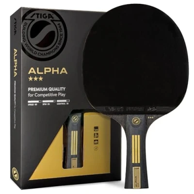 Image of STIGA Alpha Ping Pong Paddle 5 ply Extra Light Blade 2mm Premium Sponge Italian Concave Handle for Masterful Grip Performance Table Tennis Racket Competitive Play