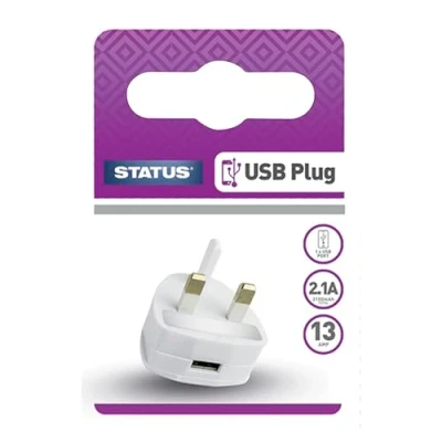 Image of Power Adapter Plug USB Type A 5V DC 2.1 Amp S1USBPLUG1PK4