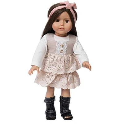 Image of The New York Doll Collection Complete Dolls Outfit for Fashion Girl Includes Vintage Set Shoes, Headband and Dress Fits 18 Inch / 46 cm Clothing Accessories