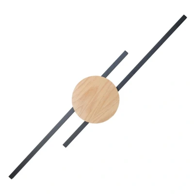 Image of TK Lighting Java LED wall lamp, black/pine, height 86 cm, aluminium, 2 bulb.
