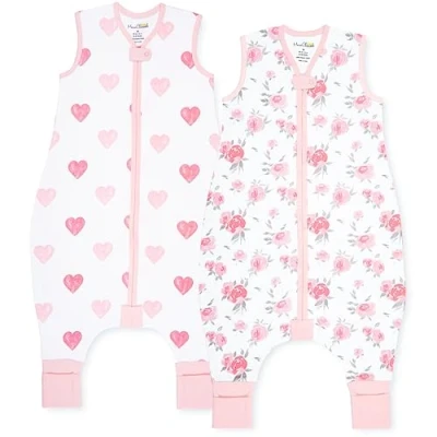 Image of Mama Cheetah Toddler Sleep Sack with Feet 18 36 Month, 0.5 TOG Lightweight Baby Sleeping Bag Legs, Wearable Blanket for Walkers Girls &amp; Boys, 100%Organic Cotton w/ 2 Way Zipper, Pack, Pink