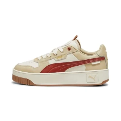 Image of PUMA Women&#039;s Carina Street LUX Sneaker, Alpine Snow Mars RED Toasted Almond, 5.5 UK