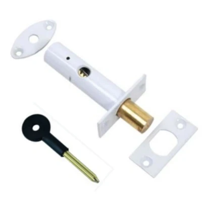 Image of White Door Security Rack Bolt 60mm Complete with Star Key