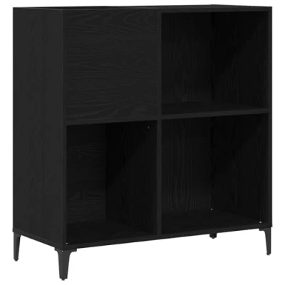 Image of vidaXL Black Oak Storage Cabinet/Medium Unit with Shelves Engineered Wood, Matte Finish 1.2m Height Living Room, Office, Bedroom Use