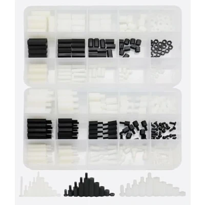 Image of Raogoodcx 360pcs M2 M3 M4 Male Female Nylon Hex Spacer Standoff Screw Nut Assortment Kit