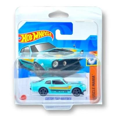 Image of Hot Wheels Custom Ford Maverick (Teal) 2/10 Muscle Mania 2023 99/250 (Short Card) COMES IN A KLAS CAR KEEPER PROTECTIVE COLLECTORS CASE HKJ53