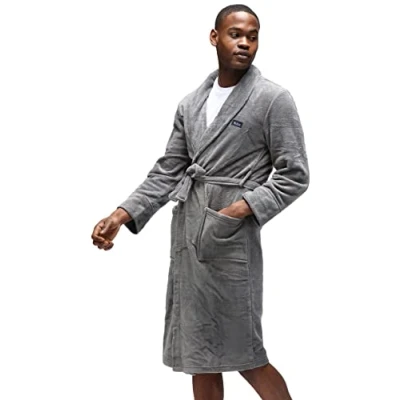 Image of Mens BS Fleece Robe RANDOL Charcoal