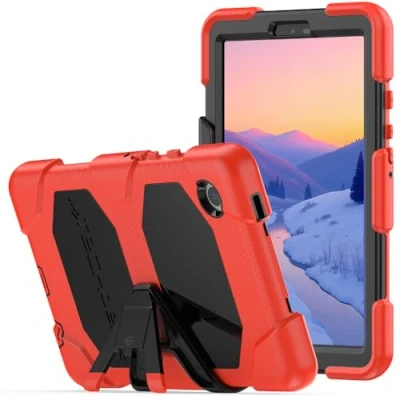 Image of TECHGEAR G SHOCK Case Fits Samsung Galaxy Tab A9 8.7&quot; 2023 (SM X110 / SM X115) Tough Rugged HEAVY DUTY Armour Shockproof Impact Survival with Stand Kids Schools Builders Workman RED
