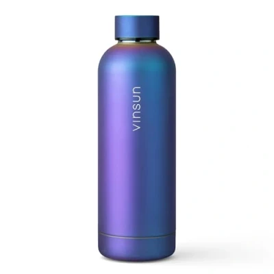 Image of Vinsun Stainless Steel Water Bottle 500ml Blue Purple Double Walled Insulated Flask, Leak Proof, BPA Free Drinks for Sport, Outdoor, Gym