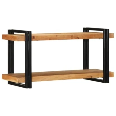 Image of vidaXL wall shelf 90x33x45 cm solid wood acacia floating with ample storage space and weather resistance retro style