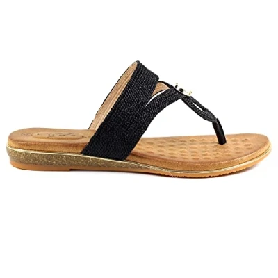 Image of Ladies Ezra Black Toe Post Sandal 6