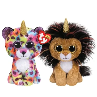 Image of TY Ramsey &amp; Giselle Beanie Boo Regular Multipack Squishy Baby Soft Plush Toys Collectible Cuddly Stuffed Teddy