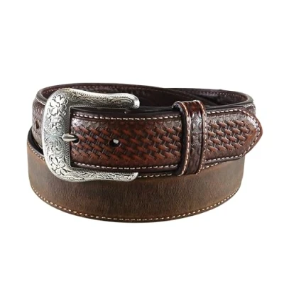Image of ARIAT Men&#039;s Straight Basket Billet Belt, Medium Brown Distressed, 40