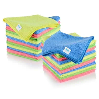 Image of Minky Microfibre Multi Pack Bundle Cloth Set of 24, Multipurpose Duster, Reusable Home Essentials, Multiuse Cleaning Products, Lint Free, 4 Colours, Soft Cloths (24)