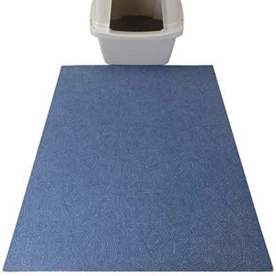 Image of Drymate Original Cat Litter Mat, Contains Mess from Box, Protects Floors, Urine Proof, Machine Washable, Soft on Kitty Paws, Absorbent, Waterproof (USA Made, Recycled Content) (29x36)(Blue Stucco)