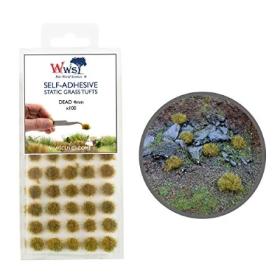 Image of War World Scenics Self Adhesive Static Grass Tufts x 100 Dead, 4mm Model Railway Wargame Scenery Railroad Modelling Diorama Miniature Hobby Tabletop