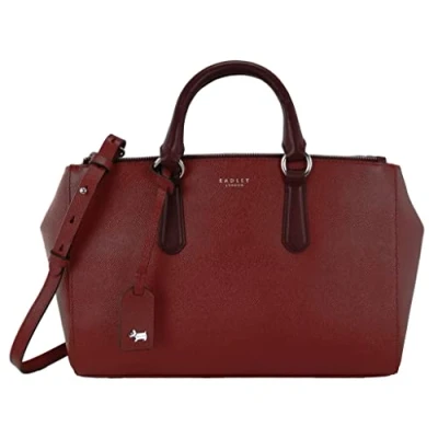 Image of Radley Zip Top Multiway Tote Bag Claret Red Medium Handbag Leather Hampstead (Claret)