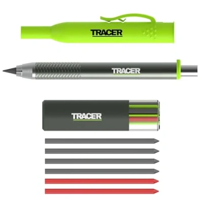 Image of Tracer Pro Series Tough Metal Construction Pencil with 6 x Replacement Lead Pack and Site Holsters. All in one Aluminium Marking Kit