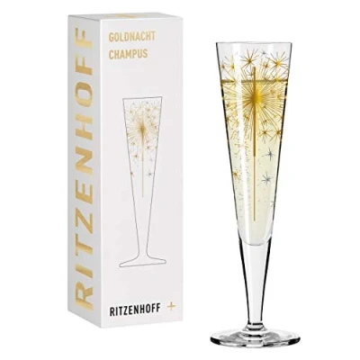 Image of Ritzenhoff Goldnacht No. 5 Series 1078268 Champagne Glass 200 ml Elegant Designer Piece with Real Gold Made in Germany