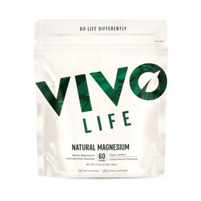 Image of Vivo Life Magnesium Powder Extracted from Seawater, Essential for Brain and Muscles Health, Vegan (60g, 60 Servings)