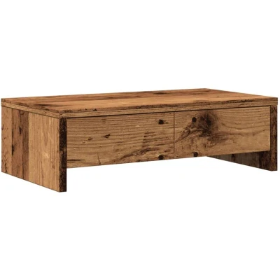 Image of vidaXL Monitor Stand with Drawers Old Wood 50x27x15 cm Engineered