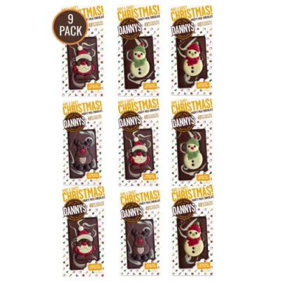 Image of Danny&#039;s Christmas Chocolate Bar Gift Box 9 x Large 100g Bars Selection Secret Santa Gifts and Stocking Fillers Eve