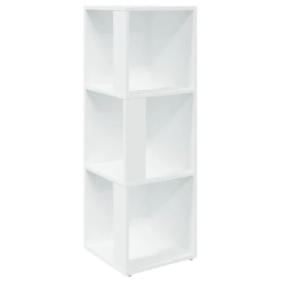 Image of vidaXL Compact Corner Cabinet Durable Engineered Wood 3 Compartments Modern Design White 33x33x100 cm Home Living Room Bedroom Office Storage Unit