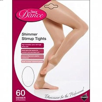 Image of 2 PAIRS Silky Ladies Womens Shimmer Dance Stirrup Tights (Toast, Large)