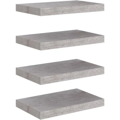 Image of vidaXL Floating Wall Shelves 4 pcs Concrete Grey 40x23x3.8 cm MDF