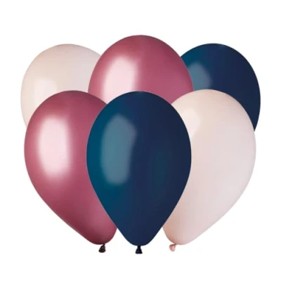 Image of Chic Shell Cream, Vino Burgundy &amp; Navy Blue Assorted Latex Balloons 23cm / 9 in Pack of 20