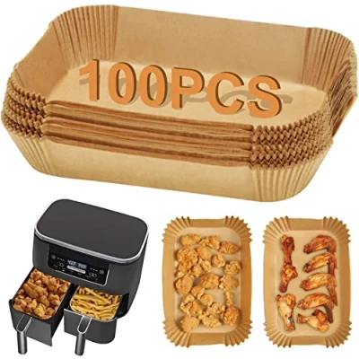 Image of Usper Upgraded Air Fryer Disposable Paper Liners for Ninja Dual AF400UK AF300UK, 8.7Inch Airfryer Parchment Liner Accessories DZ201, Tower, Salter, Instant, Double Zone