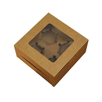 Image of Cupcake Boxes, 20 Pack Bakery Containers, Cookies Container for Muffins, with Observation Window and Removable Inner Support, Cookies, Cupcakes, Pastry Packaging, Muffins (4 Hole)