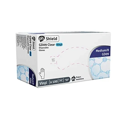 Image of Shield Powder Free Vinyl Gloves Medium Clear (100 Pack) GD09