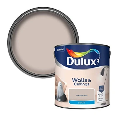 Image of Dulux Matt Emulsion Paint For Walls And Ceilings Malt Chocolate 2.5 Litres