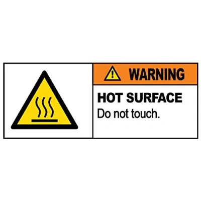 Image of 2 x Warning HOT SURFACE DO NOT TOUCH Sign Removable Self Adhesive Waterproof Durable Vinyl Label Sticker 225mm 106mm