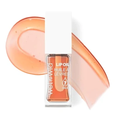 Image of Wet n Wild Tinted Lip Oil, Nourishing &amp; Non Sticky Orange Gloss Powered by 7 Natural Oils, Lightweight Formula for Mirror Like Glow Effect, Blossom Shade