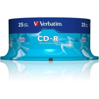Image of Verbatim 43432 25 Spindle Pack, Bulk Pack x CD R Blank Discs with Extra Protection, 52x Speed, 700 MB