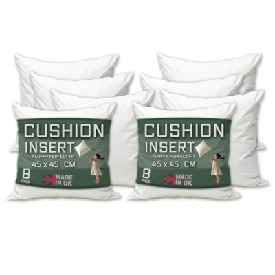 Image of Cushion Inner Pads (Pack of 2), 65 x cm (26&quot; 26&quot;) Stuffer Inserts, Hollowfibre Square Pillows (White)