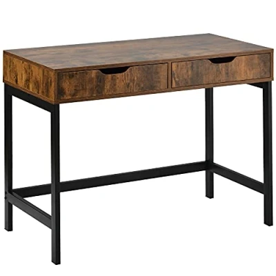 Image of Merax Computer Desk Dressing Table with 2 Drawers Spacious Wooden Office for or Home Brown