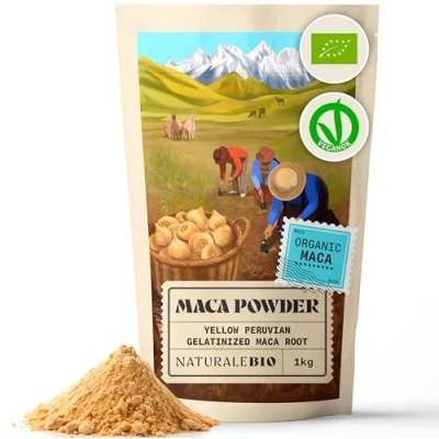 Image of Organic Maca Powder 1kg. Peruvian, Natural and Pure, from Root. Vegetarian Vegan Friendly Gelatinised NaturaleBio