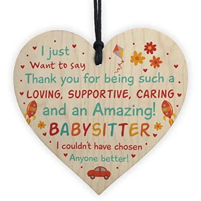 Image of RED OCEAN Babysitter Thank You Gifts Wooden Heart Gift For Childminder Best Present