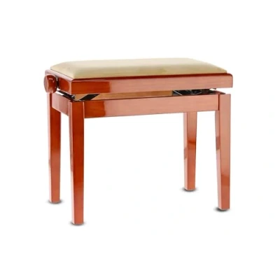 Image of GEWA piano bench Deluxe, solid wood, height adjustable cherry high gloss