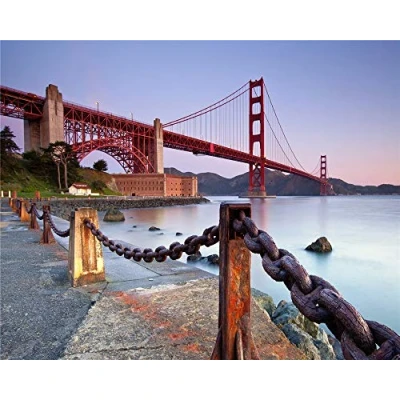 Image of puzzles for adults, 1000 pieces, Golden Gate Bridge, San Francisco, wooden puzzle game, explore creativity and problem solving decoration painting50x70CM