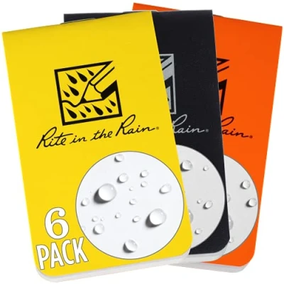 Image of Rite in The Rain Weatherproof On Go Wallet Notebook, 2&quot; x 3.375&quot;, 2 Each Yellow, Black, Orange Cover, Blank Pages, 6 Pack (No. OTG INDL)
