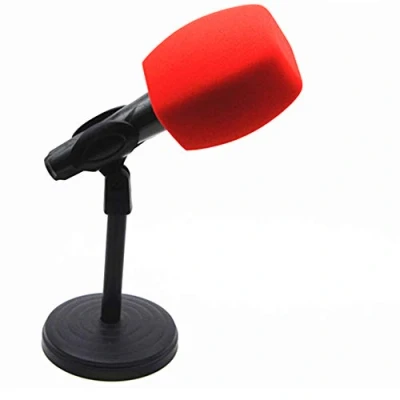 Image of Saidbuds Foam Mic Cover Handheld Microphone Windscreen Large Windshields Pop Filters for Broadcast Interview Microphones (Red)