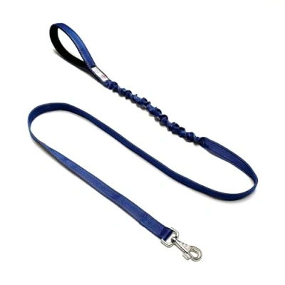 Image of Dog Lead With Shock Absorbing Bungee Cord Training Walking Leash Soft Padded Handle (Navy, 76&quot; (1.9 Metres))