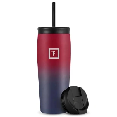 Image of IRON FLASK Nomad Tumbler 470 ml, 2 Lids (Straw/Flip), Vacuum Insulated Stainless Steel Bottle, Double Walled, Thermo Coffee Travel Mug, Water Metal Canteen