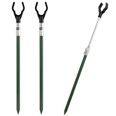 Image of Crystals Telescopic Fishing Bank Stick Rod Extending Tackle Rest for Carp, Coarse, and Match (40 60 cm), (Set of 2)