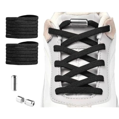 Image of YSUY Elastic Shoe Laces, No Tie Shoelaces for Sneakers, Elasticated Laces Sports Shoes, Tie, Trainer One Size Fits All Adults and Kids Shoes (Black)